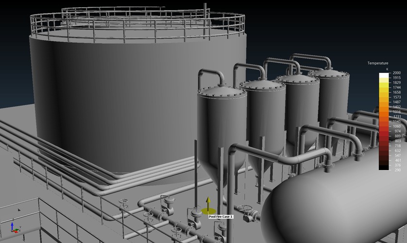 Pool fire transient simulation