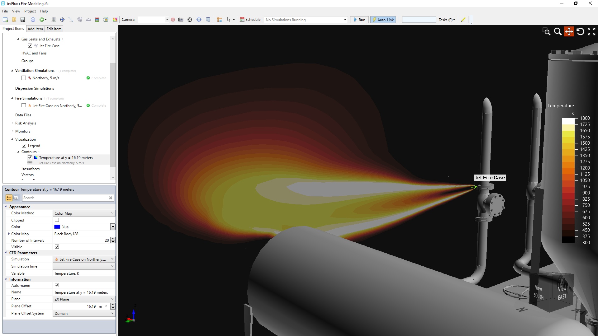 inFlux CFD Fire Modeling Temperature Contour