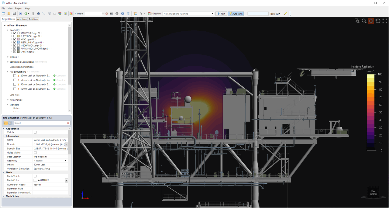 inFlux CFD fire radiation contour